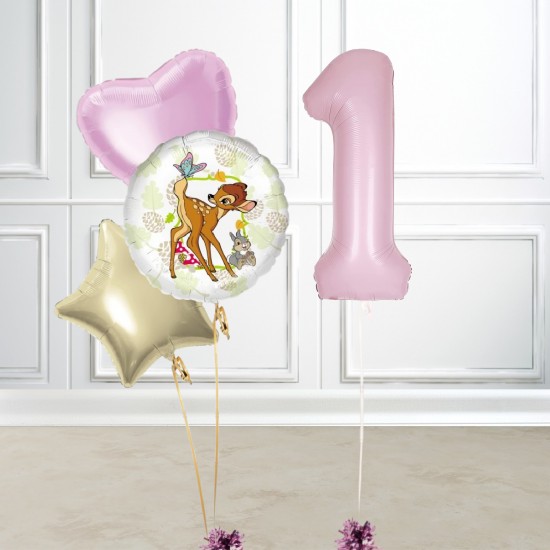 1st Birthday Bambi Foil Balloon Bundle