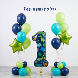 Dinosaur 1st Birthday Balloon Bouquet - INFLATED