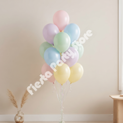 14 Assorted Pastel Colours Balloon Bouquet - INFLATED
