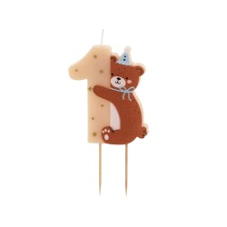 Birthday Candle Number 1 with Teddy Bear Birthday Candle Number 1 with Teddy Bear