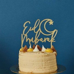 Eid Mubarak Acrylic Gold Cake Topper
