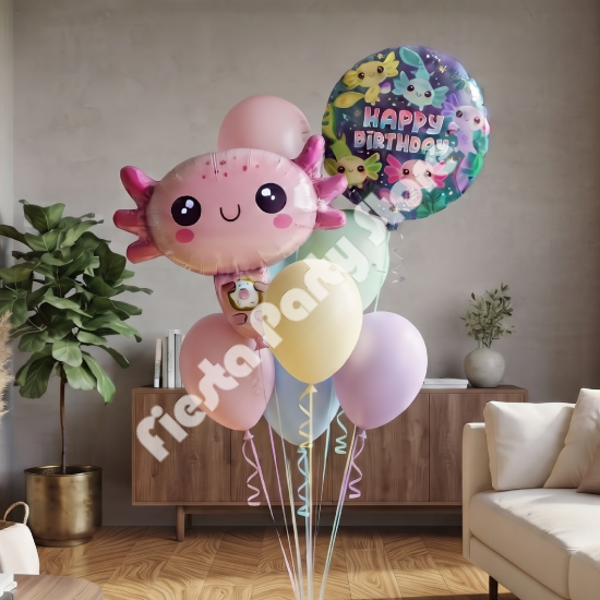 Axolotl Themed Balloon Bouquet