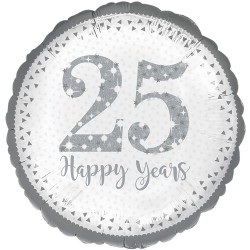 Sparkling 25th Silver Anniversary Foil Balloon 18" Sparkling 25th Silver Anniversary Foil Balloon 18"