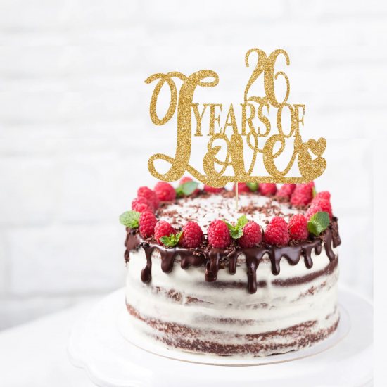 Personalized Glitter Anniversary Cake Topper