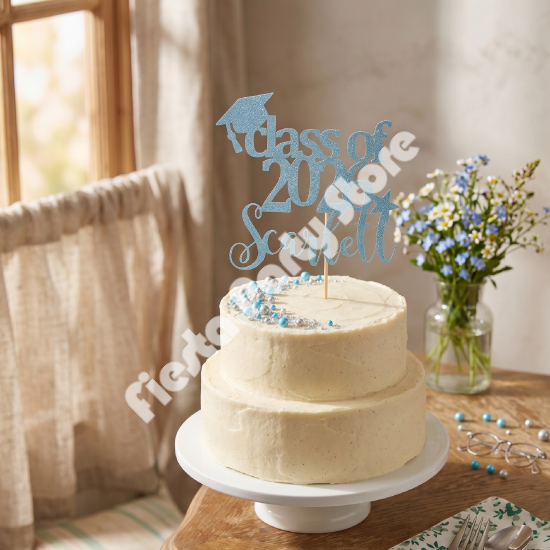 Personalised Custom Glitter Graduation Cake Topper