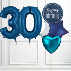 Navy Blue Glitz 30th Birthday Party Balloons Bundle