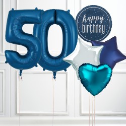 Navy Blue Glitz 50th Birthday Party Balloons Bundle 
