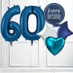 Navy Blue Glitz 60th Birthday Party Balloons Bundle