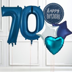 Navy Blue Glitz 70th Birthday Party Balloons Bundle
