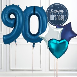 Navy Blue Glitz 90th Birthday Party Balloons Bundle