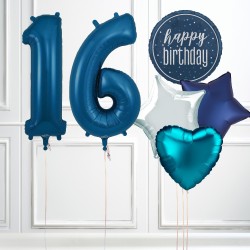 Navy Blue Glitz 16th Birthday Party Balloons Bundle
