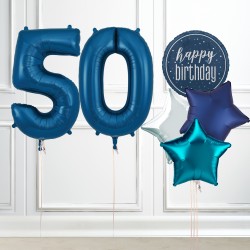 Navy Blue Glitz 50th Birthday Party Balloons Bundle 