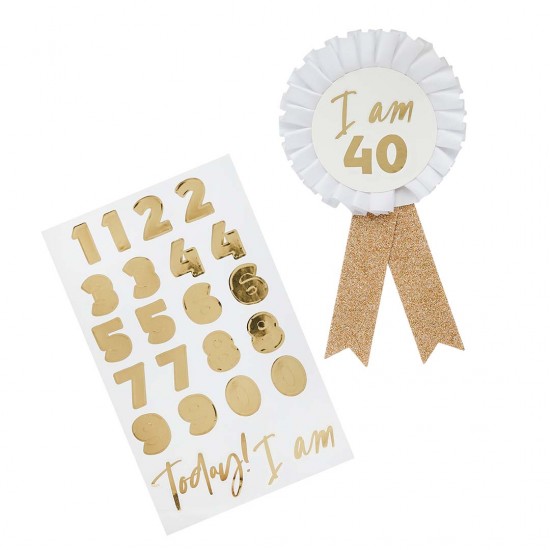 Gold Milestone Birthday Badge with Sticker Sheet