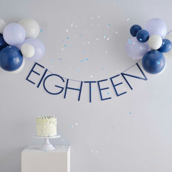 Navy Blue 18th Birthday Milestone Bunting with Balloons