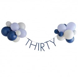 Navy Blue 30th Birthday Milestone Bunting with Balloons Navy Blue 30th Birthday Milestone Bunting with Balloons