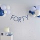 Navy Blue 40th Birthday Milestone Balloon Bunting with Balloons