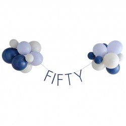 Navy Blue 50th Birthday Milestone Bunting with Balloons Navy Blue 50th Birthday Milestone Bunting with Balloons