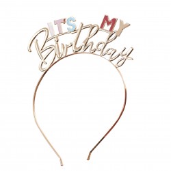 Gold and Pastel It's My Birthday Headband Gold and Pastel It's My Birthday Headband