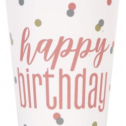 Rose Gold Happy Birthday Cups  Rose Gold Happy Birthday Cups