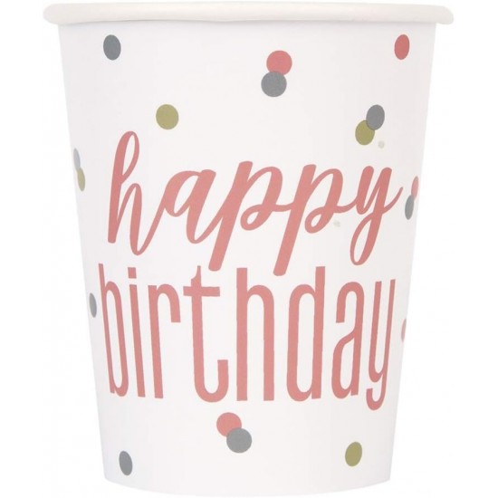 Rose Gold Happy Birthday Cups