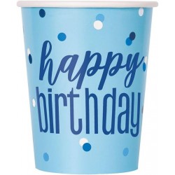 Blue Glitz Happy Birthday Cups Blue Glitz Happy Birthday Cups