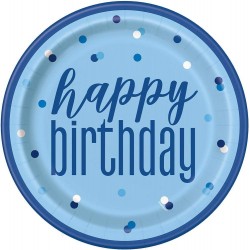 Blue Glitz Happy Birthday Plates Blue Glitz Happy Birthday Plates