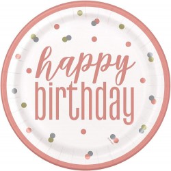 Rose Gold Happy Birthday Plates Rose Gold Happy Birthday Plates