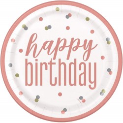 Rose Gold Happy Birthday Plates Rose Gold Happy Birthday Plates
