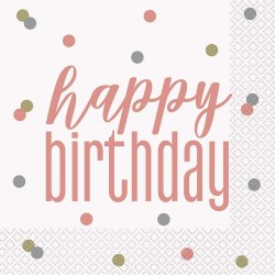 Rose Gold Happy Birthday Napkins Rose Gold Happy Birthday Napkins