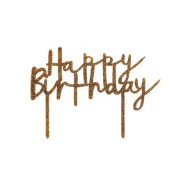 Gold Glitter Acyrlic Happy Birthday Cake Topper Gold Glitter Acyrlic Happy Birthday Cake Topper