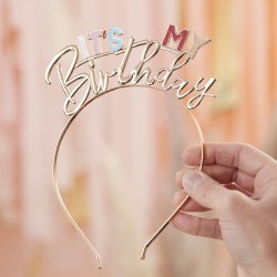 Gold and Pastel It's My Birthday Headband Gold and Pastel It's My Birthday Headband