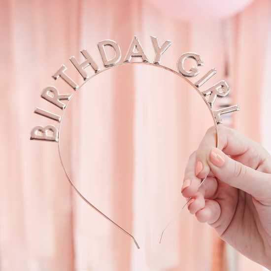 Rose Gold Metal Birthday Girl Headband