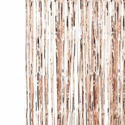 Rose Gold Fringe Foil Curtain Rose Gold Fringe Foil Curtain