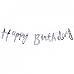 Silver Happy Birthday Banner Silver Happy Birthday Banner