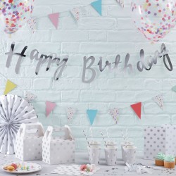 Silver Happy Birthday Banner Silver Happy Birthday Banner