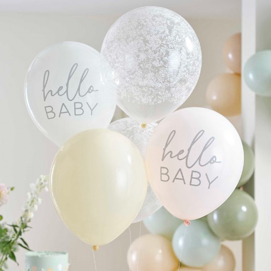 Hello Baby Floral Baby Shower Balloon Set