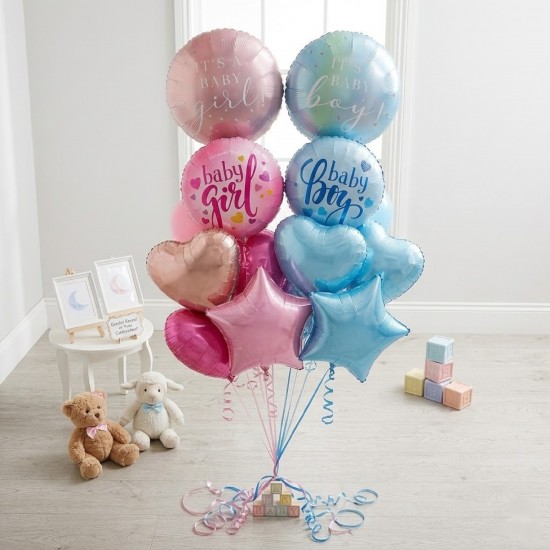 Gender Reveal Balloon Bouquet – It’s a Boy or It’s a Girl Foil Balloons - INFLATED