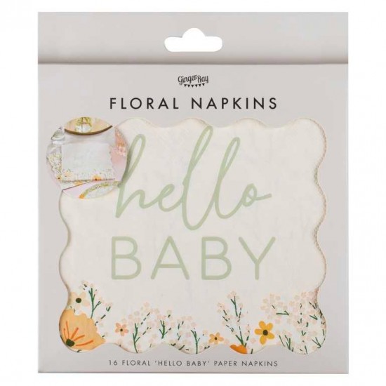 Hello Baby Floral Baby Shower Napkins