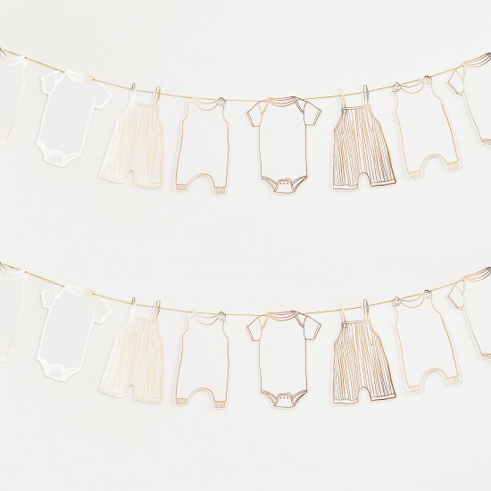 Gold Foiled Baby Grow Garland 2.5m