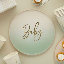 Sage Green Nautral Baby Shower Plates Sage Green Nautral Baby Shower Plates