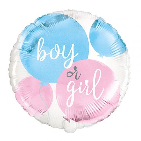 Gender Reveal Party Round Foil Helium Balloon 46cm / 18 in