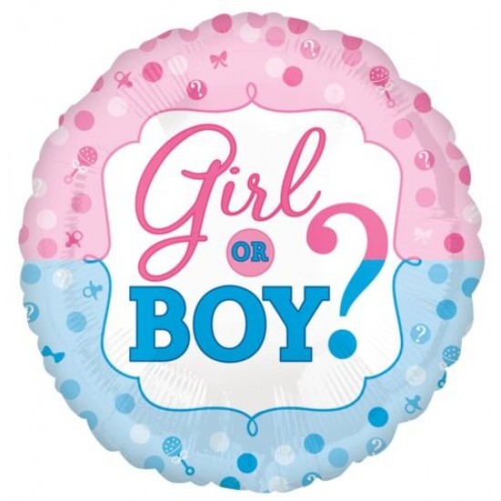 Girl or Boy Baby Shower Gender Reveal Foil Helium Balloon 17"