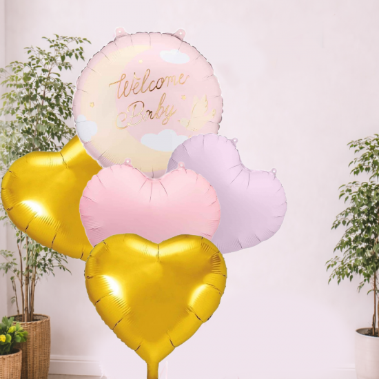 Welcome Baby Girl Balloon Set