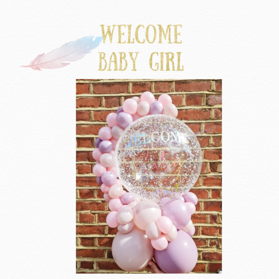 Personalised Welcome Baby Girl Balloon Bouquet