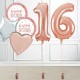 Inflated Rose Gold 16th Birthday Number Balloons with Happy Birthday Balloons Set