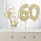 Inflated Champagne Gold 60th Birthday Number Balloons with Happy Birthday Balloons Set