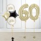 Inflated Champagne Gold 60th Birthday Number Balloons with Happy Birthday Balloons Set