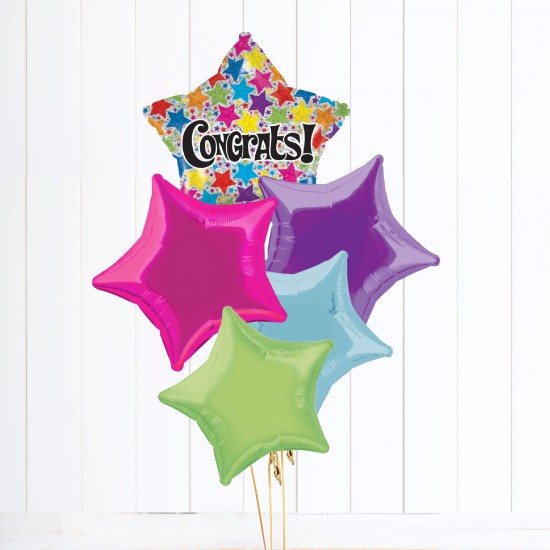 Congrats Stars Holographic Foil Balloon  Bundle