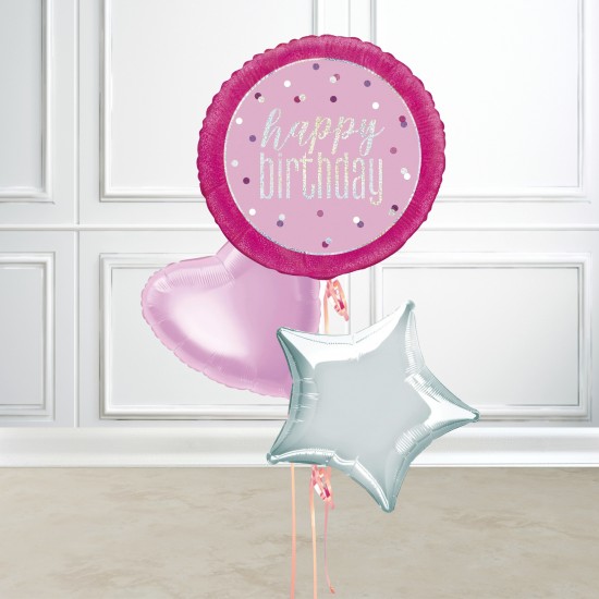 Pink Happy Birthday Foil Balloon Bundle