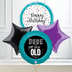 Dude You're Old Funny Birthday Foil Balloon Bundle